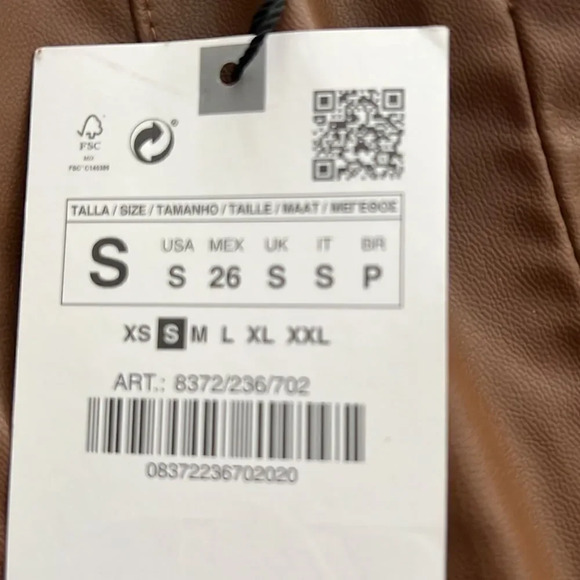 ZARA | Brown | HIGH-WAISTED FAUX LEATHER LEGGINGS - Picture 7 of 11